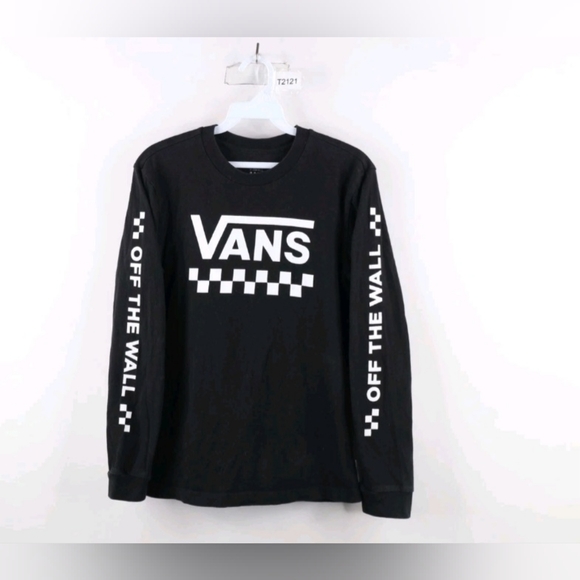 Vans Black Long Sleeve Tee W/Checkerboard Logo & Cream Animal Print Logo- Bundle - Picture 1 of 12